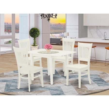 East West Furniture 5 Piece Norden Rectangular Dinette Set - Linen White NDVA5-LWH-W